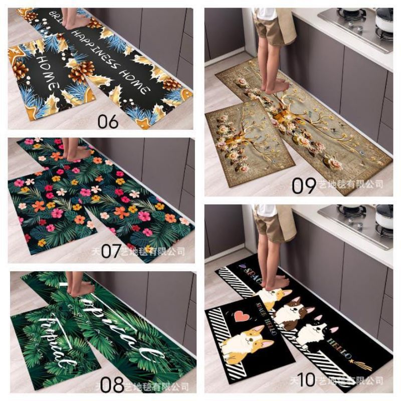 Keset Dapur 2 in 1 (SALE Mini Set) Isi 2 pcs Keset Dapur Minimalis (40 x 60 cm &amp; 40 x 120 cm) Anti Slip/ Karpet Kitchen Matras Kasur