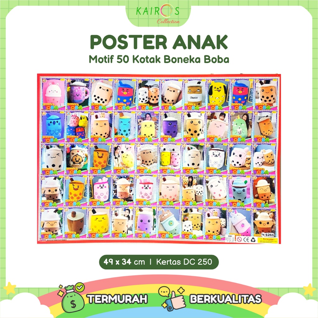 Poster Kotak Boba Aneka Motif Isi 50 Kotak Dalam 1 Poster