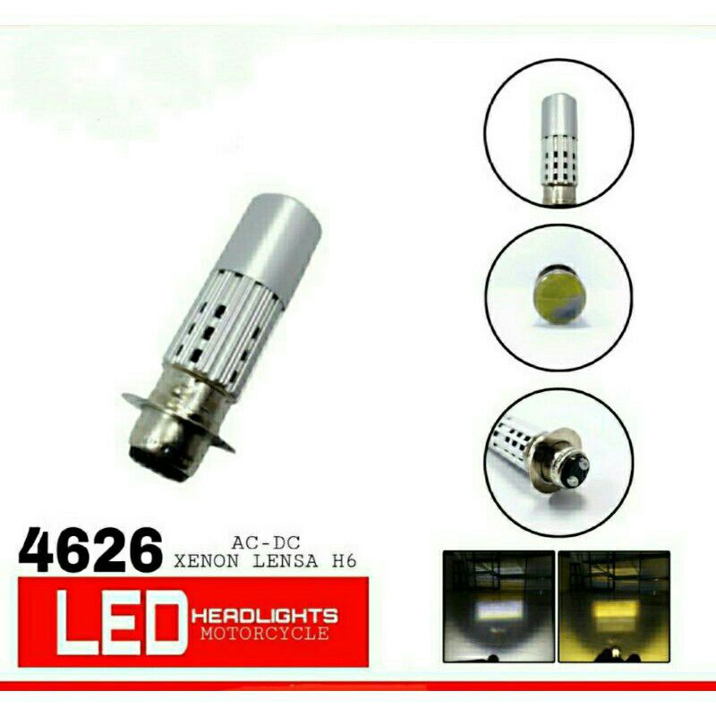 Lampu Led Depan Laser H6 Lensa Dua 2Warna Putih Kuning Hi-Low Motor Matic Bebek