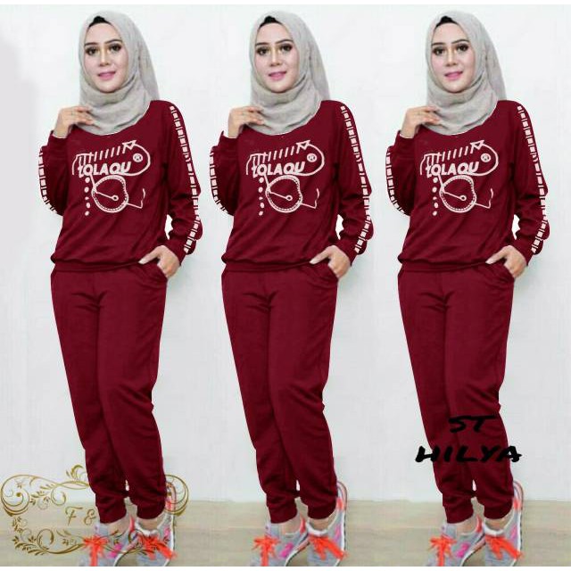 YURNI STELAN TRAINING SET JUMBO FASHION WANITA MUSLIM SET BAJU OLAHRAGA SENAM STELAN OLAHRAGA MUSLIM