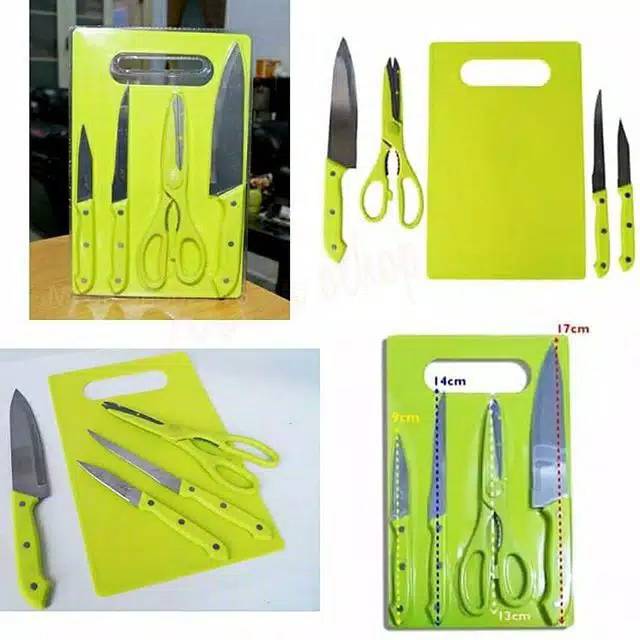 ⭐BAGUS⭐ SET PISAU DAPUR 5 IN 1 PLUS TALENAN / SET PISAU DAPUR GUNTING PARUTAN