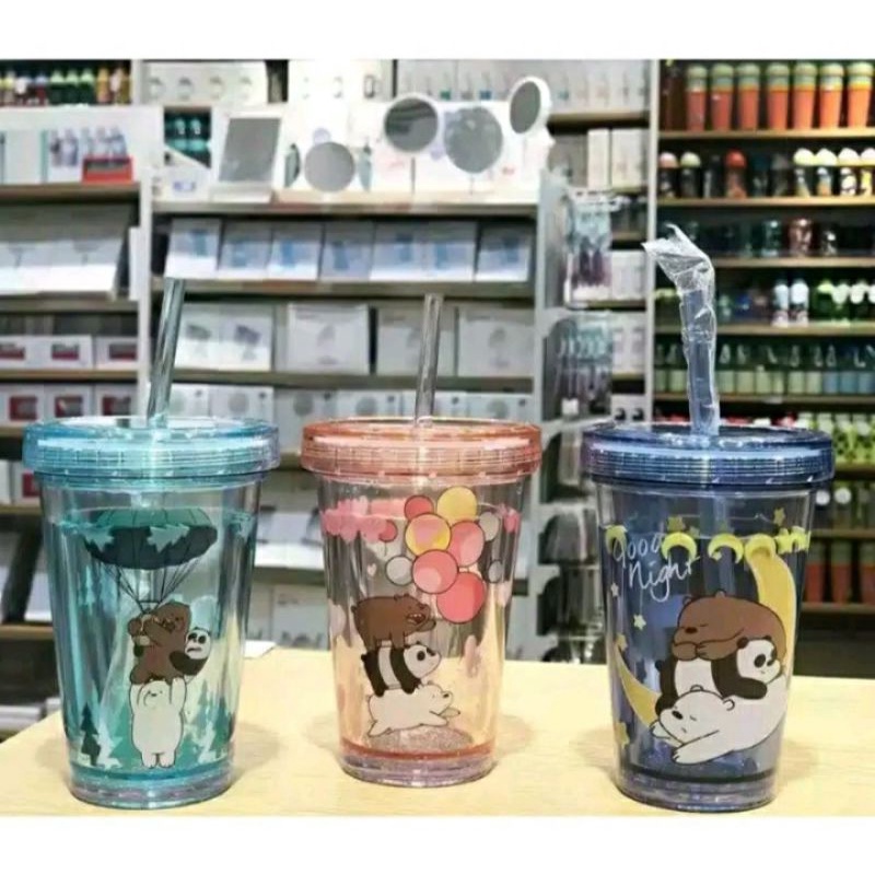 MINISO Botol Gelas Tumbler We Bare Bear