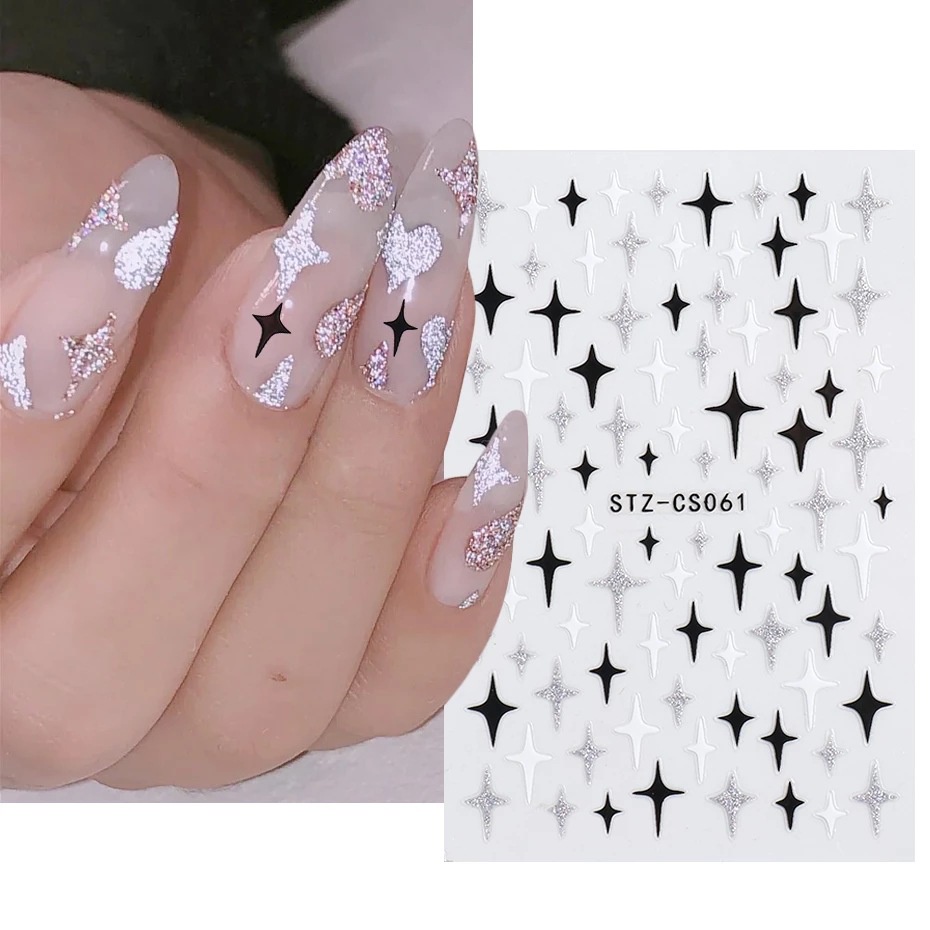 1pc Stiker Kuku Motif Geometri / Daun / Bunga Holografik Untuk Nail Art