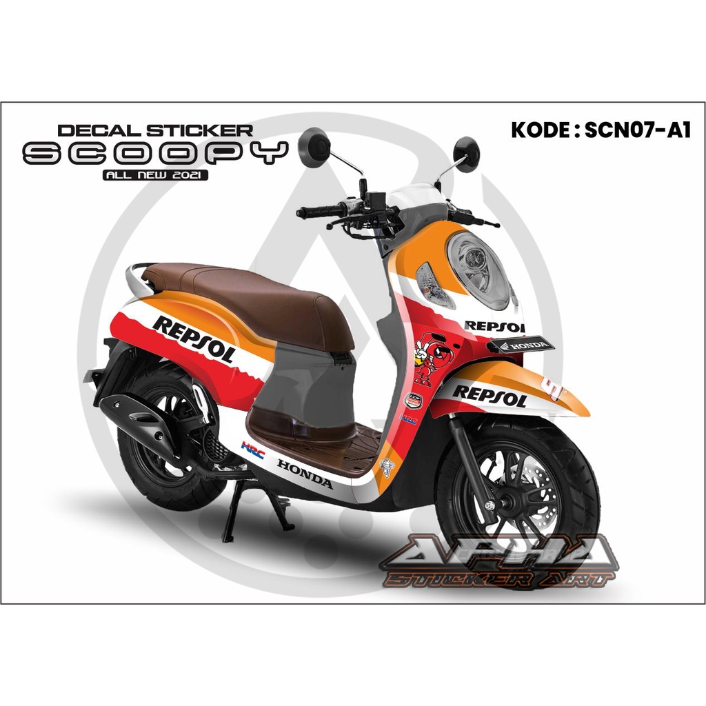 STIKER STICKER DECAL MOTOR CUSTOM VARIASI SCOOPY NEW 2021REPSOL MURAH KEREN TERBARU TERBAGUS