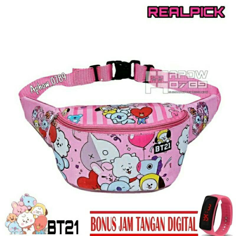 tas selempang anak perempuan FREE JAM TANGAN DIGITAL waistbag anak perempuan tas bahu anak COD