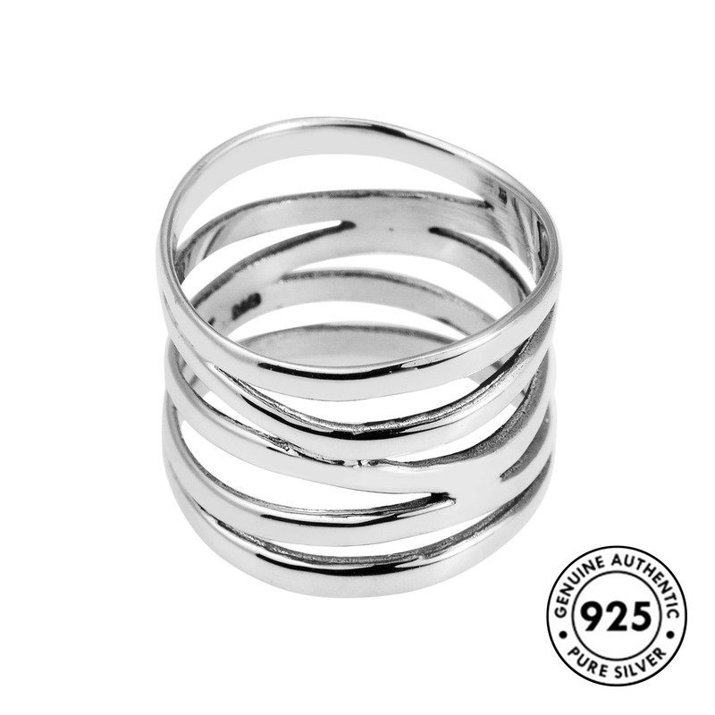 Cincin Lapis Silver S925 Model Tali Kepang Gaya Punk Unik