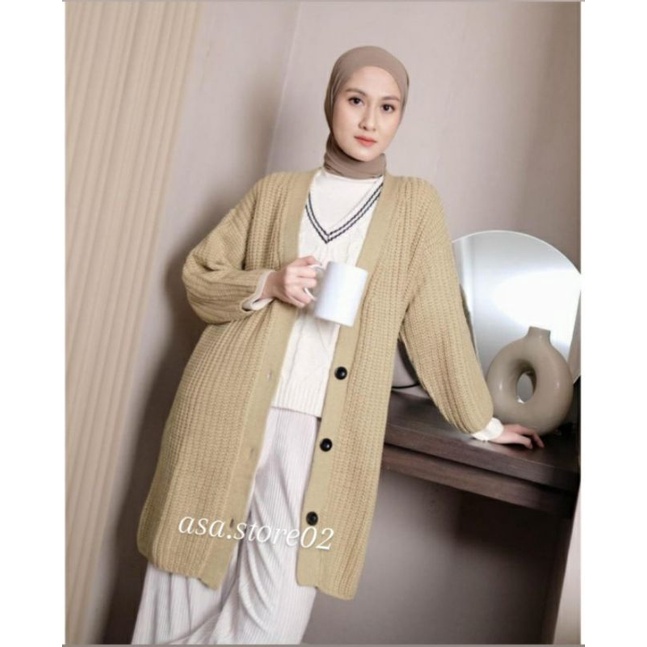 Long Cardy Rajut BUTTON Tebal//Cardygan Rajut Wanita//Terbaru//Flashsale