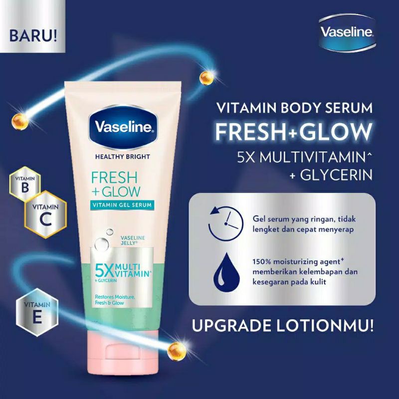 VASELINE VITAMIN BODY SERUM | SOFT GLOW | FIRM GLOW | FRESH GLOW| HIJAB BRIGHT 180 gr