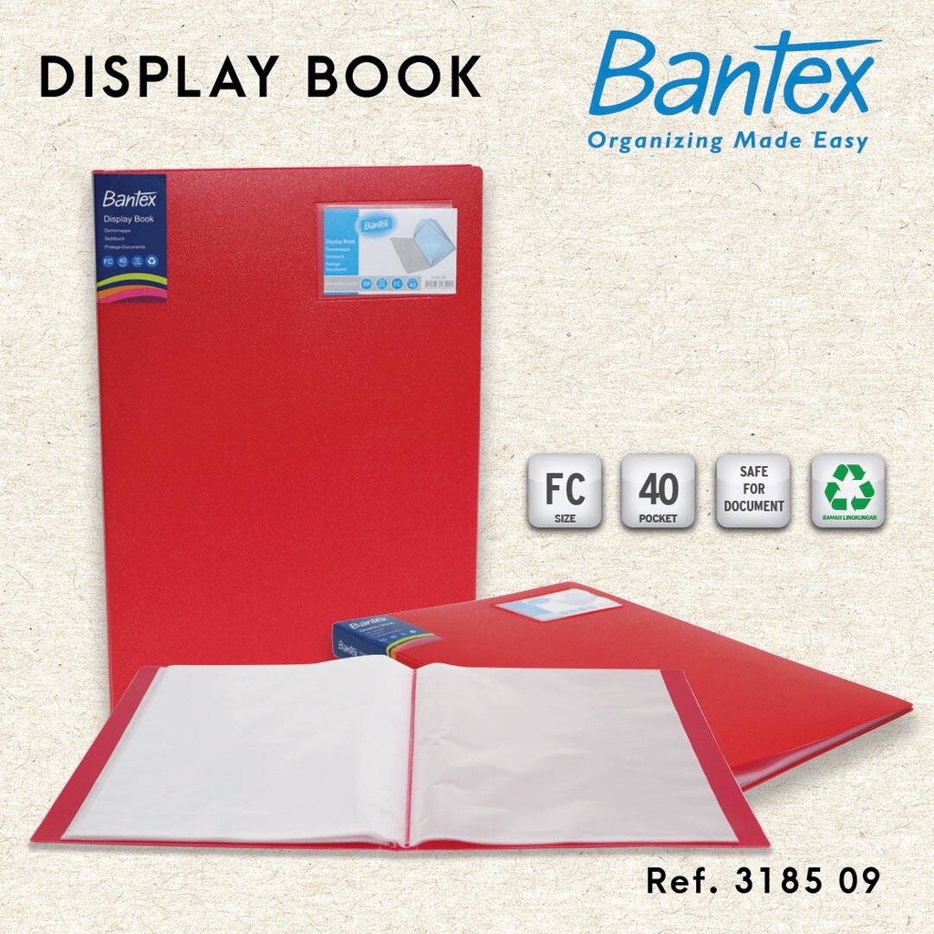 

MAP / PP DISPLAY BOOK FC 40 POCKETS MERAH TUA BANTEX 3185 09