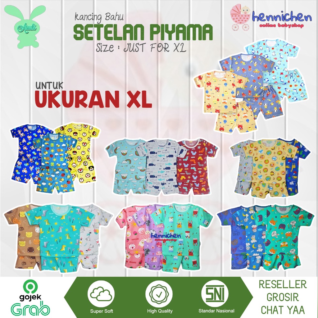 PROMO 7.7 SETELAN PIYAMA anak ARUCHI PENDEK UKURAN XL baju anak / baju bayi velvet libby