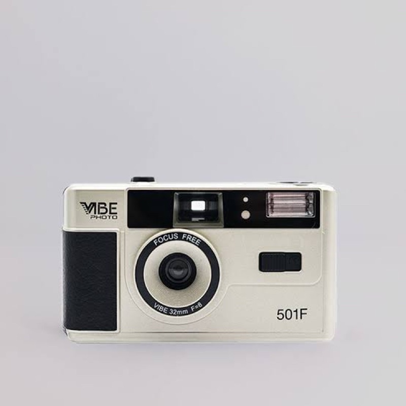 (ORIGINAL) Vibe Photo 501F Retro 35mm Reusable Film Camera-Champagne Silver