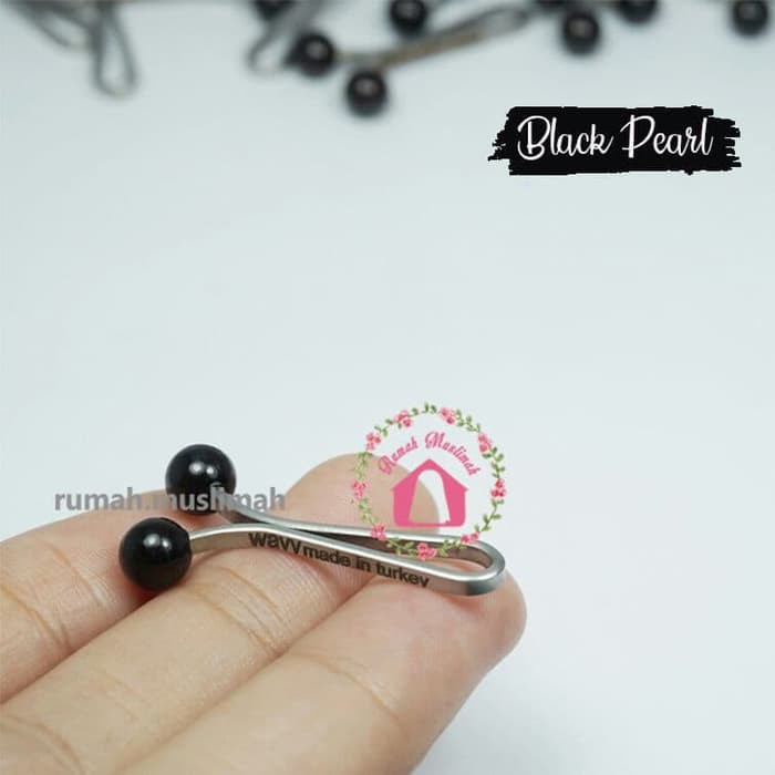 Unik Klip hijab turkey BLACK PEARL wavy clip jepit jilbab turki klips ori Murah