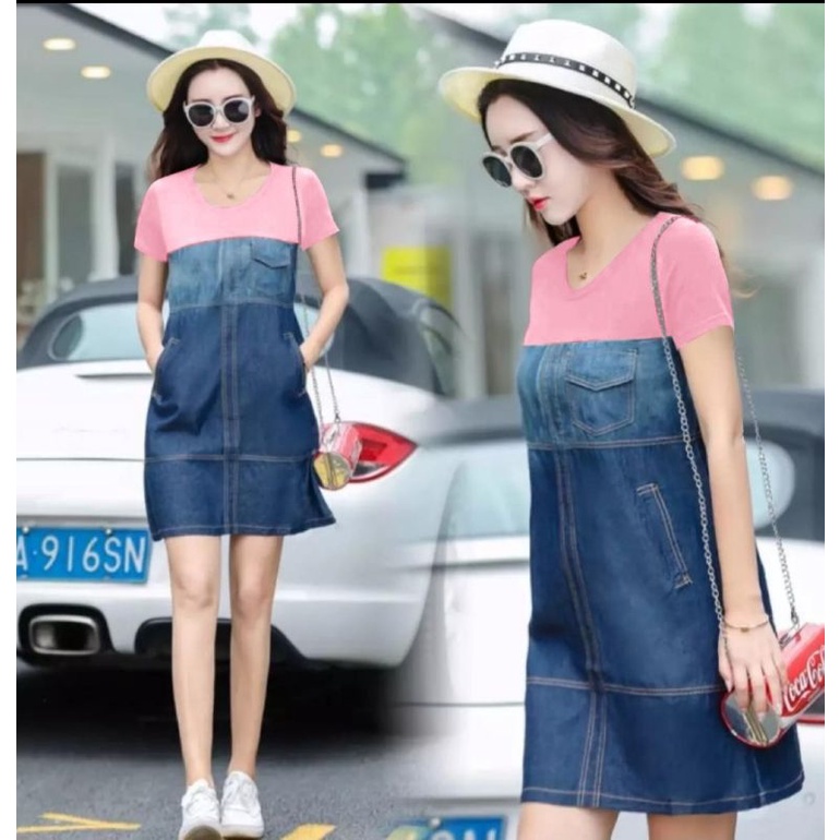 DRESS JEANS WANITA KOMBINASI BABYTERRI