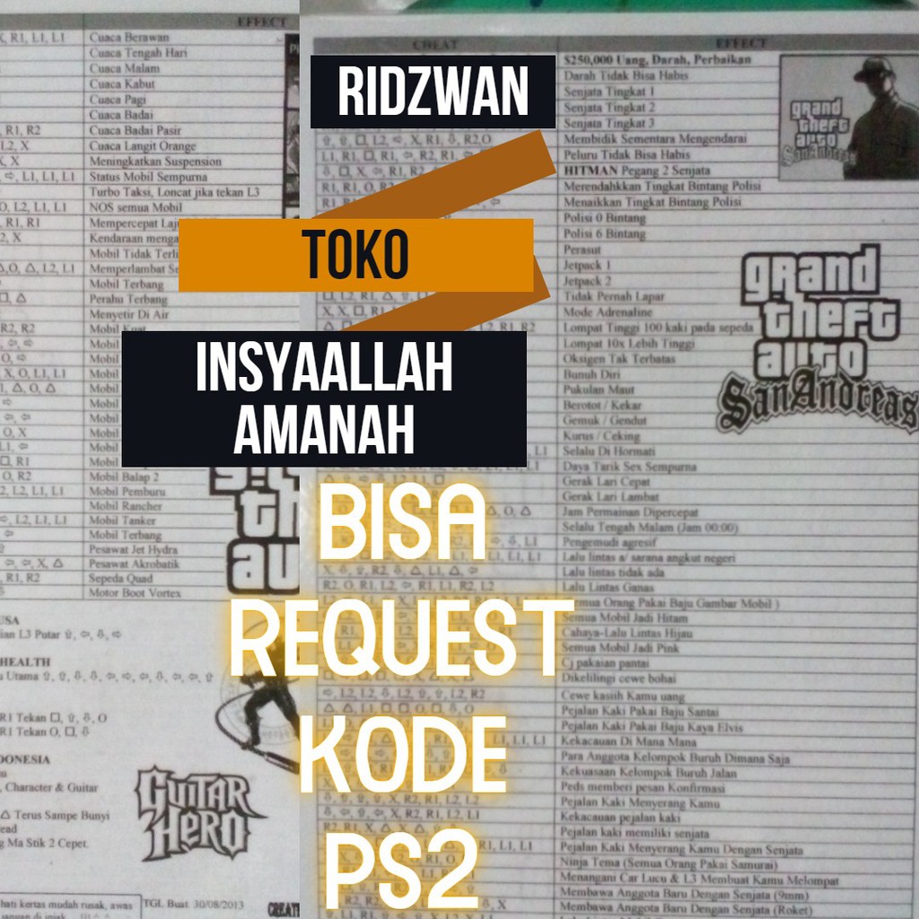 

kode gta ps2 kode sdh dilapisi plastik (laminating)