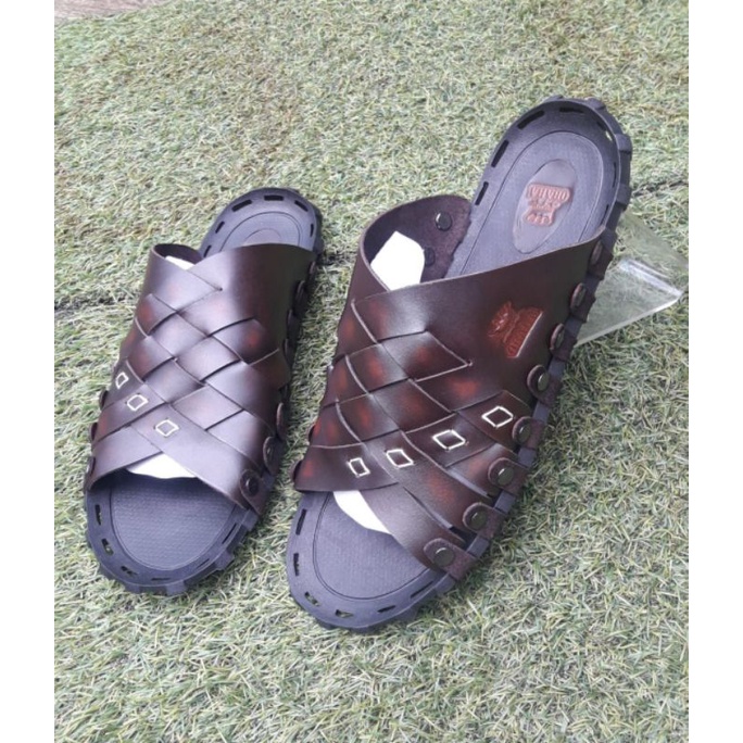 sandal sendal pria cowok laki-laki dewasa kulit asli original sapi berkualitas casual terbaru murah