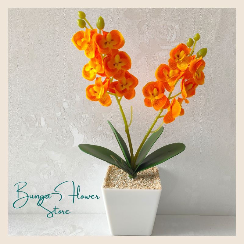 [ PROMO TERMURAH ] Bunga Anggrek Artifisial Cabang 2 (Tinggi 25cm) - Bunga Plastik - Dekorasi- Gift - Hadiah - Souvenir