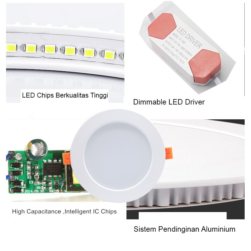 Lampu Downlight Plafon LED Slim Downlight 9W 12W 18W Garansi