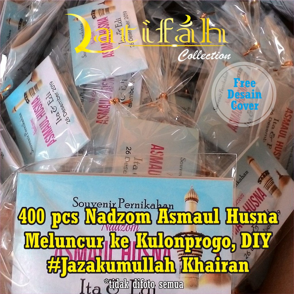 

Souvenir asmaul husna 5x8 cm free custom desain cover
