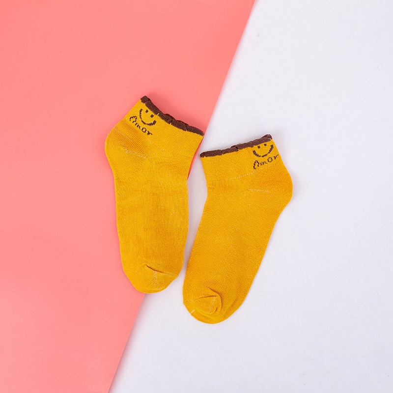 MURMURE.ID | KAOS KAKI WANITA UNISEX RENDA SOCK IMPORT KUALITAS PREMIUM MOTIF MIKI SMILE CS035 CS036-GLBG KUNING COKLAT