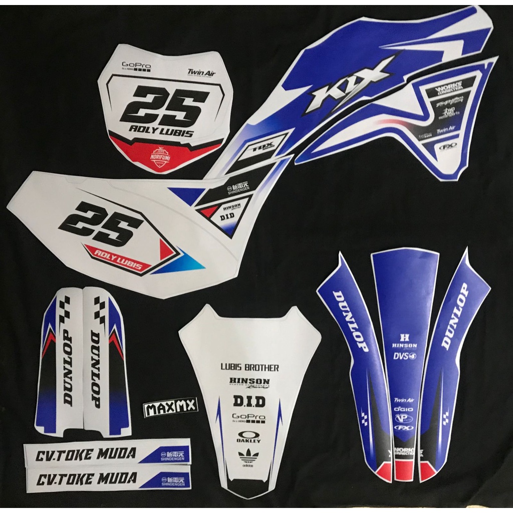decal klx gordon biru putih racing