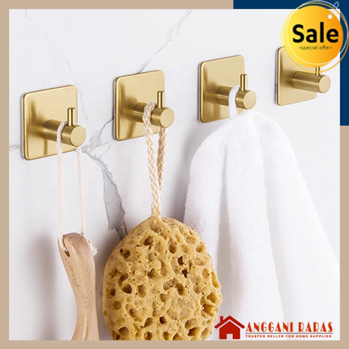 Gantungan Hook Gantungan Hook Tempel Hanger Tempel Dinding Hanger Praktis Bahan Stainless Steel untuk Kamar Mandi dan Dapur