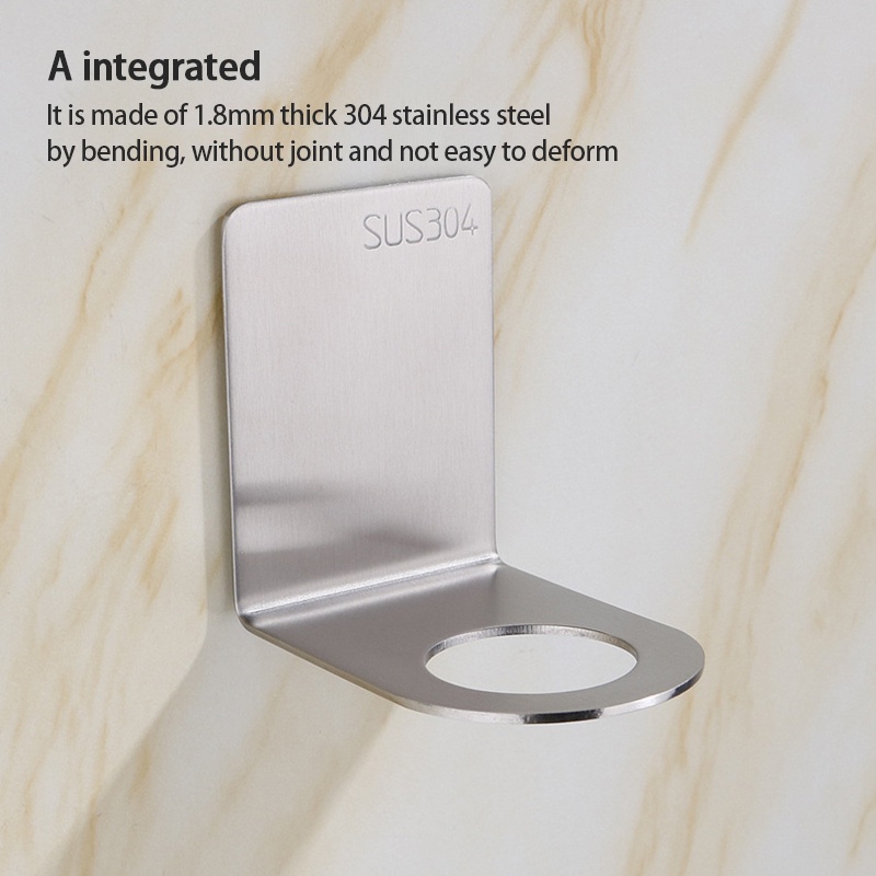 1pc Stainless Shampoo Holder Wall Mounted Shower Bottle Hanger Storage Rack for Bathroom Free Punching OW