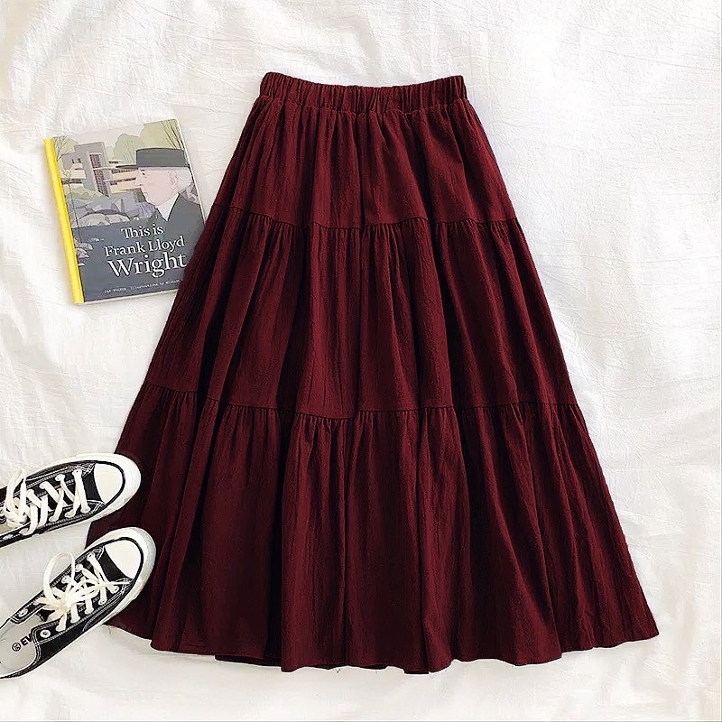 IMA SKIRT - FLOTTILICIOUS / Rok Flow Casual Wanita Cantik / Korean Style / Kain Katun Rayon / Bawahan Cewek Dewasa Panjang