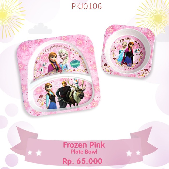 PIRING & MANGKOK MELAMIN - FROZEN PINK PLATE BOWL - PKJ0106