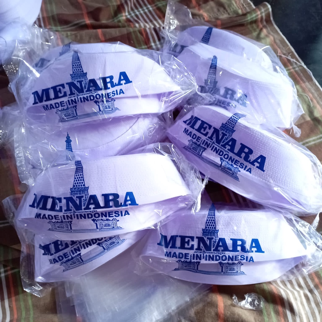 Peci Haji Peci Habib Bahar Peci Batok Putih Kopiah Putih tinggi 6,5 CM merek MENARA