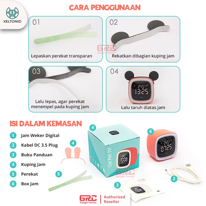 Jam Weker Digital Jam Meja Pintar Kucing Kelinci Smart Alarm Cute Pet