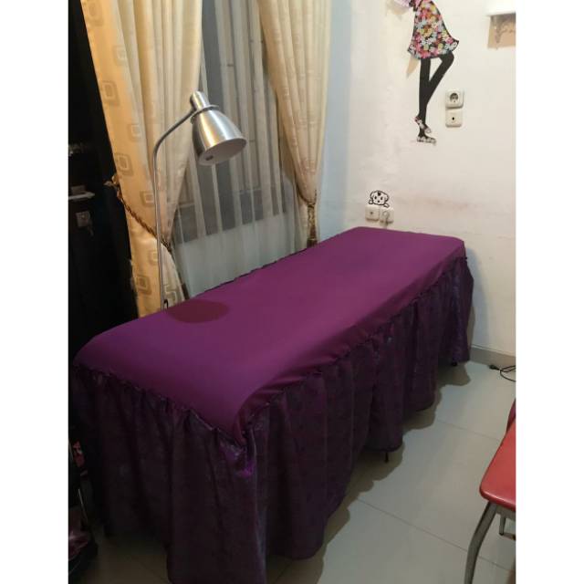 Sprei bed facial rumbai atas bahan katun rumbai satin polos
