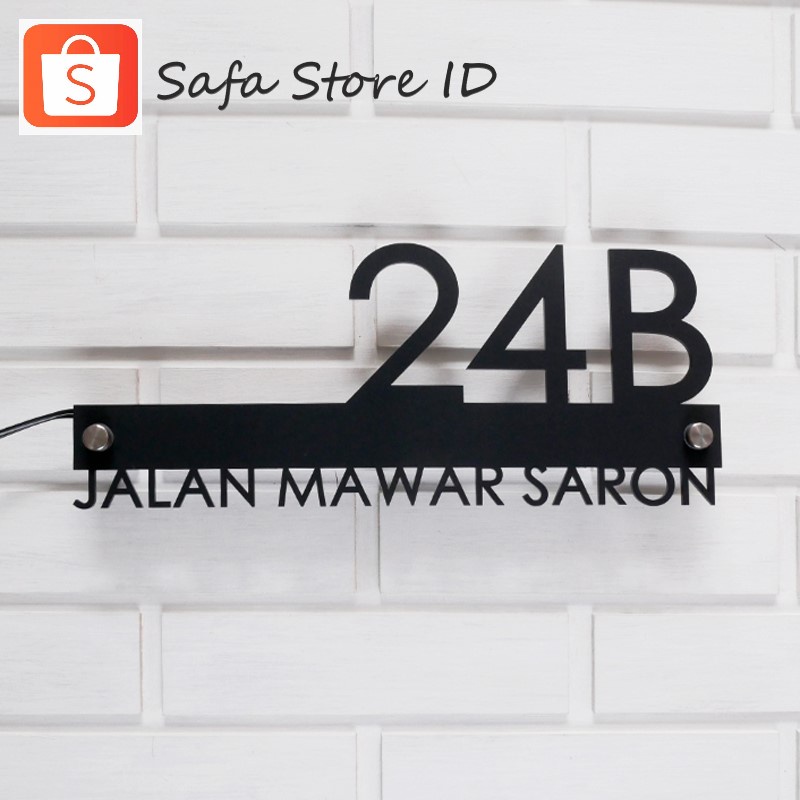 Nomor Rumah Akrilik LED Papan Nomer Rumah Acrylic Lampu Hias