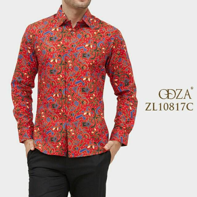 Kemeja batik merah maroon pria classic keren