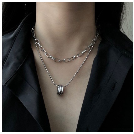 Korea ins gaya multi-lapisan cincin elegan kalung gaya dingin seksi klavikula rantai rantai leher hi