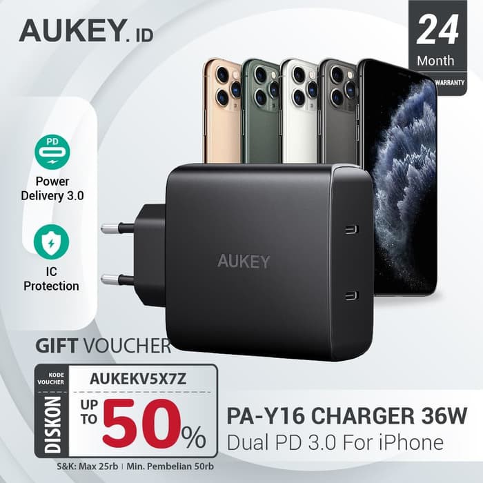 Aukey Amp 36W Power Delivery Wall Charger For Iphone
