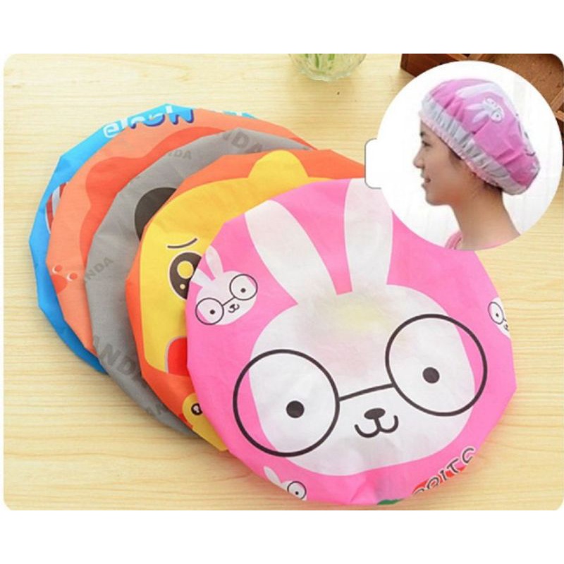 Topi Keramas Shower Cap Penutup Rambut Topi Mandi Karakter Kartun Motif Random Penutup Rambut Topi Mandi Masak Tahan Air Topi Keramas bayi anak dan dewasa | Topi keramas shower cap anti air