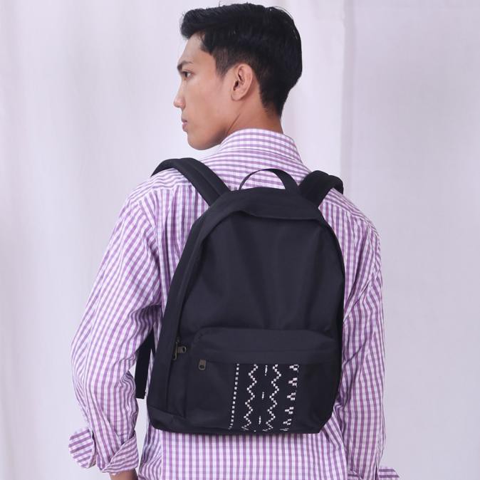 Tas Ransel Backpak Pria Wanita Kain Ulos - Hitam