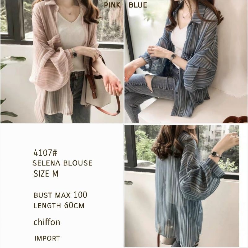 MDLV ~ 4107 SELENA SHIRT CHIFFON SHIRT KEMEJA CHIFFON IMPORT KEMEJA SALUR BLOUSE WANITA FASHION IMPORT