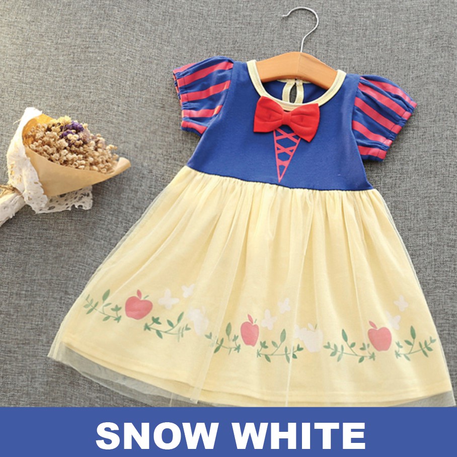 DISNEY PRINCESS DRESS - Snow Baju Anak Perempuan White Rapunzel Elsa Sophia Belle Ariel Mermaid Baju Princes ANAK KID