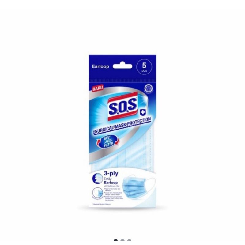 SOS surgical mask 3ply isi 5pcs