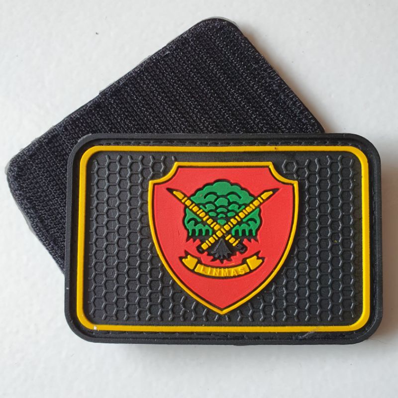 PATCH RUBBER LOGO LINMAS HANSIP KOTAK/TEMPELAN EMBLEM KARET VELCRO