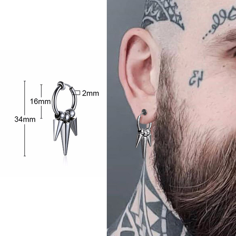 Anting Klip Tanpa Tindik Desain Geometri Hollow Gaya Korea Hip Hop Punk Untuk Pria / Wanita