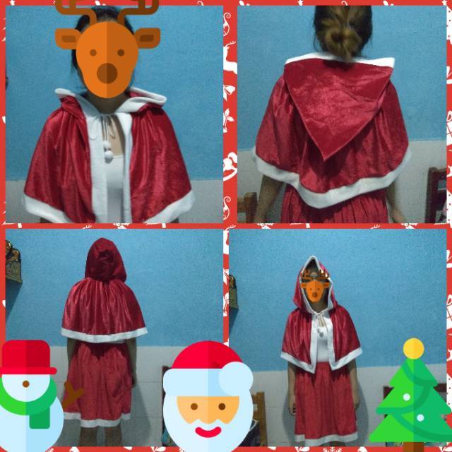 Cloak dan rok  natal Christmas beludru velvet merah cantik