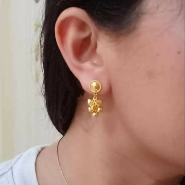 ANTING  BULAT ANGGUR  5 GRAM EMAS LONDON 24K KADAR 99,99%- ANITING WANITA EMAS LONDON MEDAN