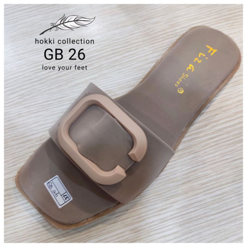 Sandal Selop Swede Wanita Model Kokop Gesper Premium