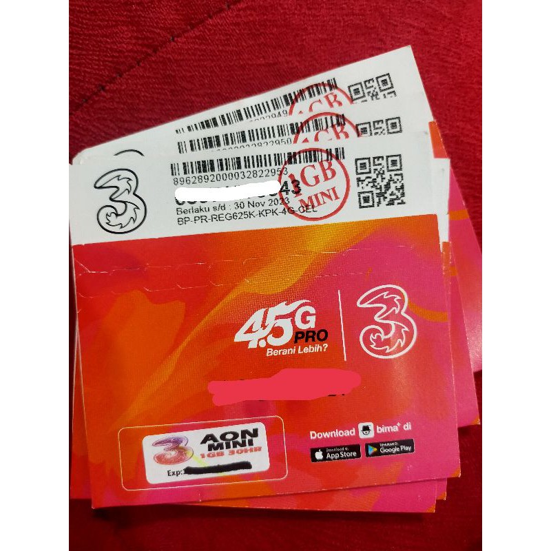 Kartu Perdana grosir TRI KUOTA AON 1GB 1 TAHUN