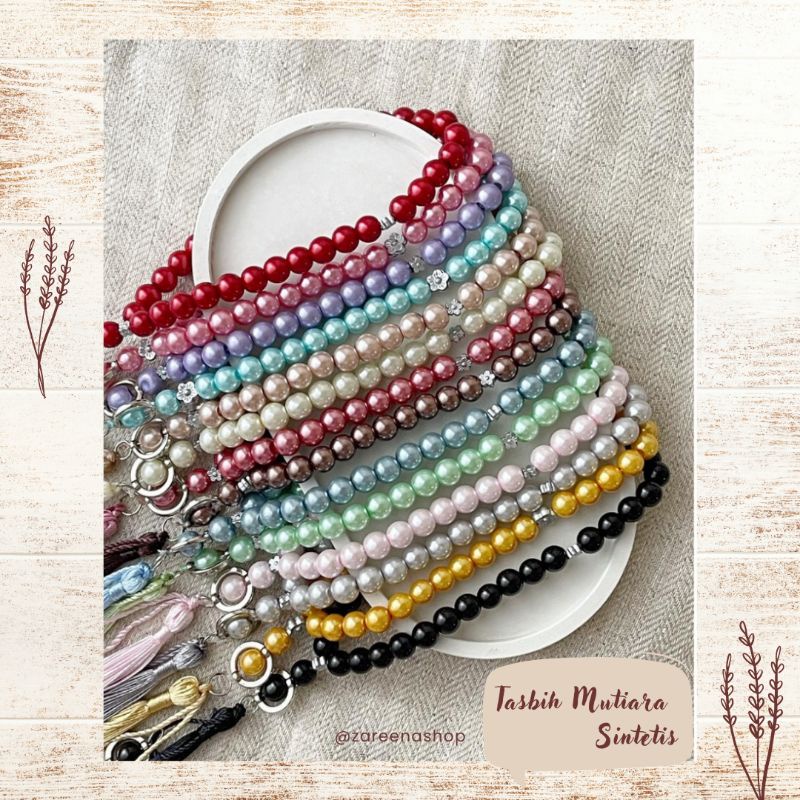 Tasbih Mutiara / Tasbih Cantik Sintetis 33 Butir