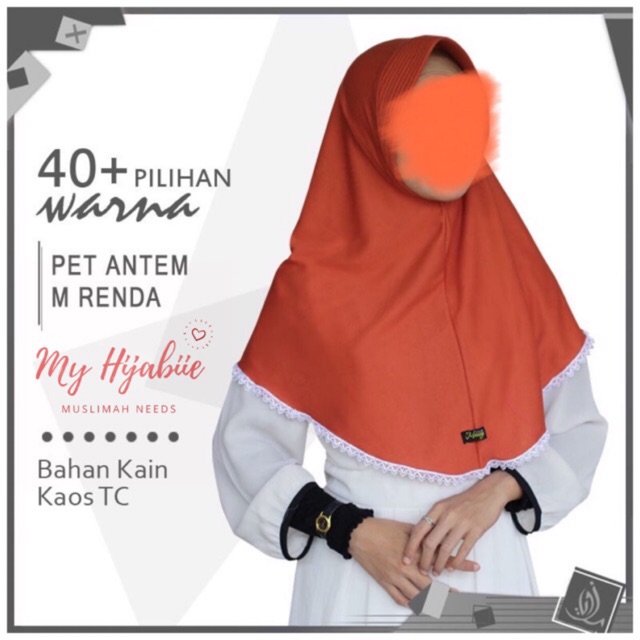 Jilbab Instan Bergo Kaos Pet Antem &quot;M&quot; Renda SD SMP Anak Sekolah