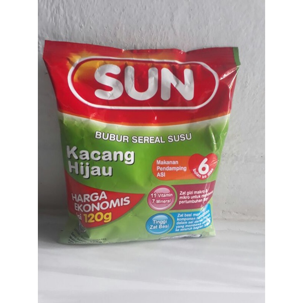 

SUN bubur sereal susu rasa kacang hijau, pisang 120g