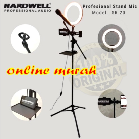 Stand Mic Hardwell SR 20 SR20 Tripod HP Live Lampu Streaming Original